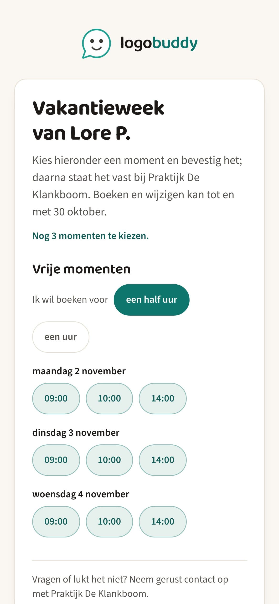 De vakantieboekpagina voor ouders op een gsm