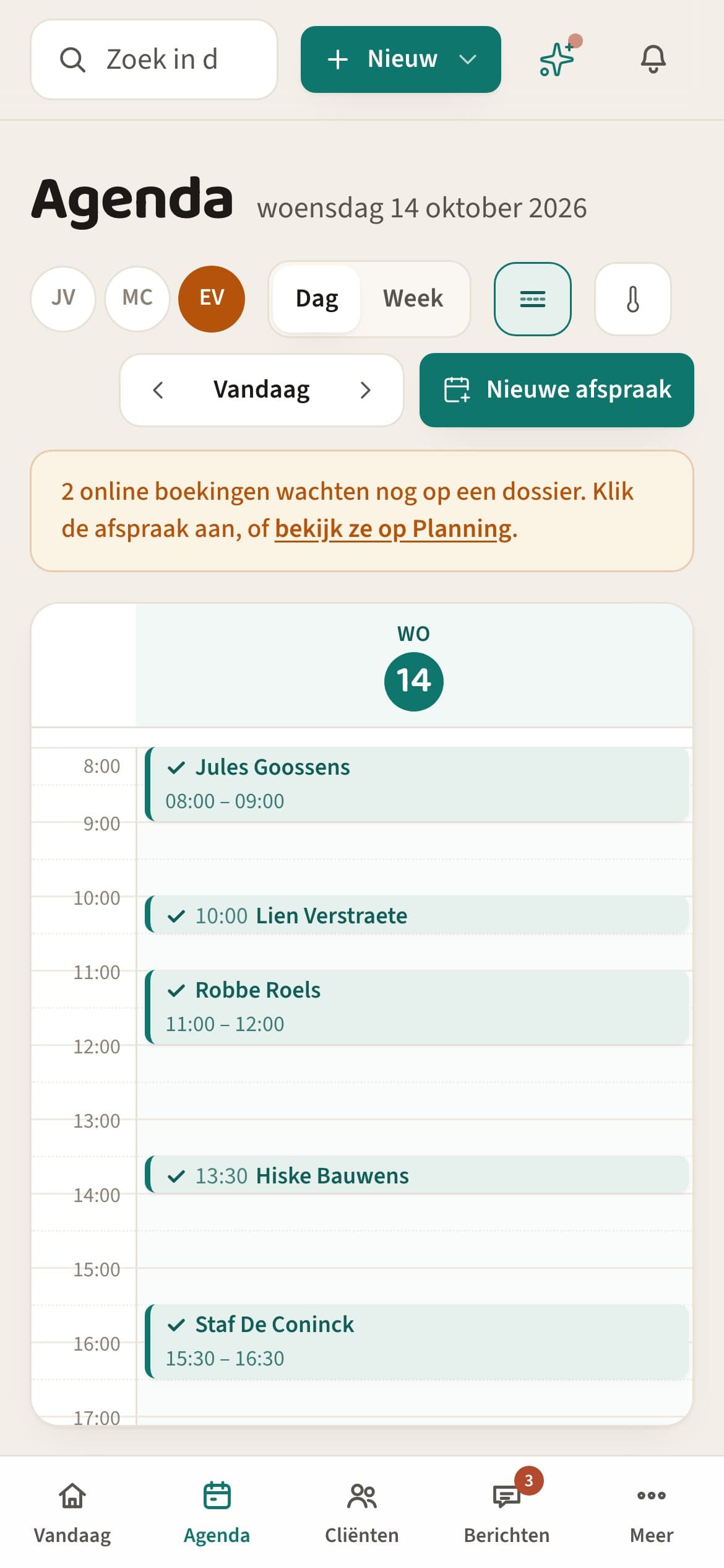 De dagagenda van Logobuddy op een gsm